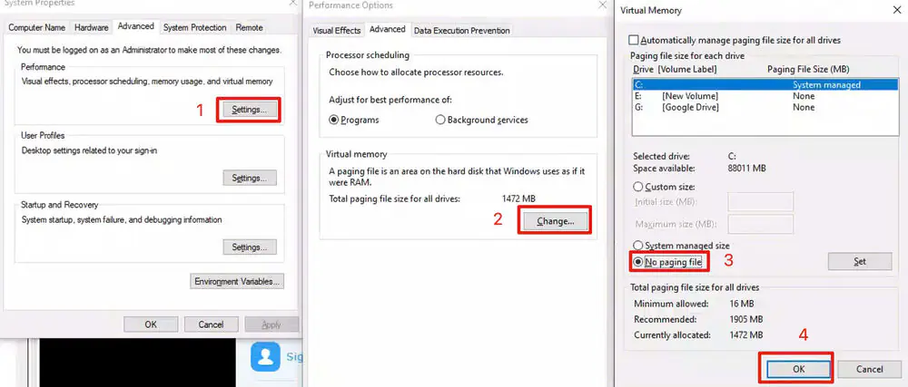 Cách không cho phép win sử dụng ổ cứng làm ổ swap