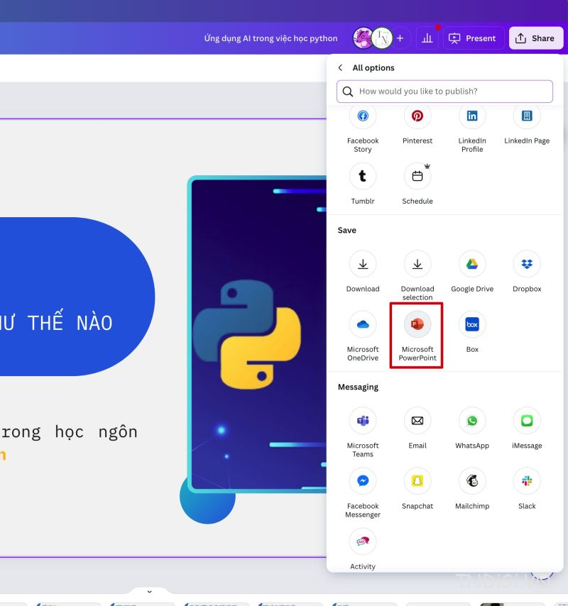 Cách tải slide thiết kế trên Canva để sử dụng trên Powerpoint