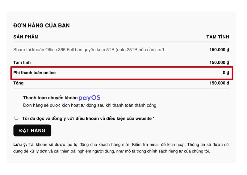 Cách thêm phí thanh toán Online vào thanh toán đơn hàng trong Woocommerce