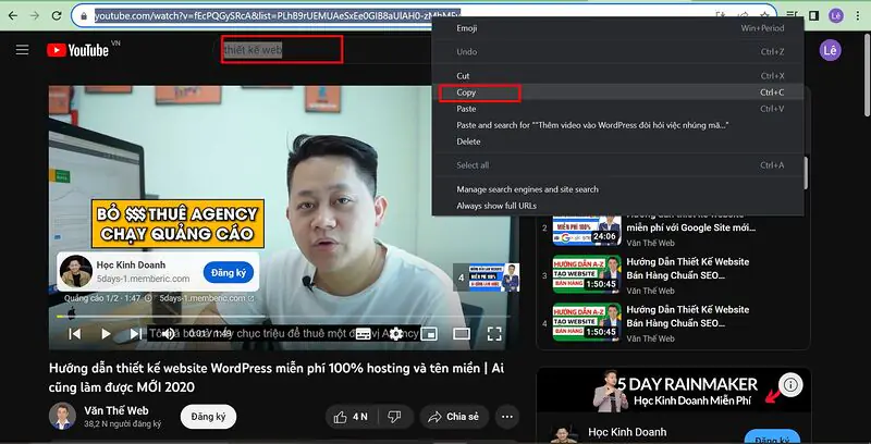 Chèn video Youtube bằng cách dán URL