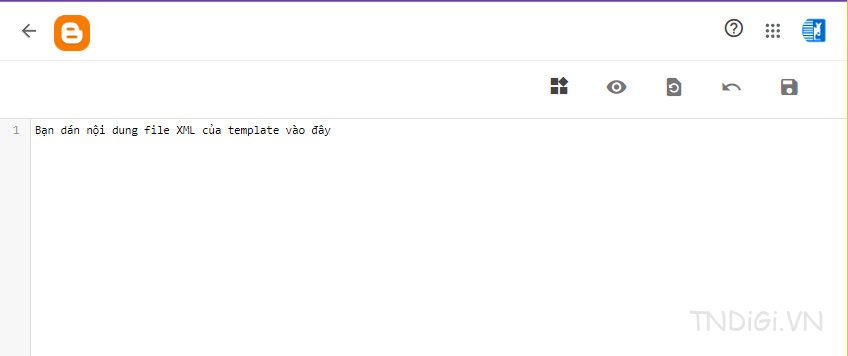Dán nội dung trong file XML vào phần HTML của giao diện