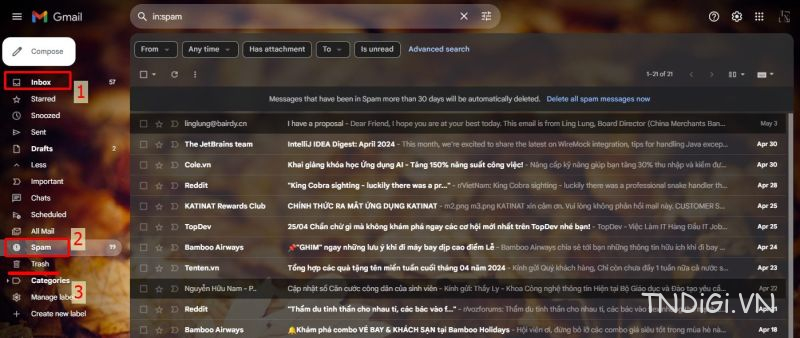Giải phóng dung lượng trong Google Gmail