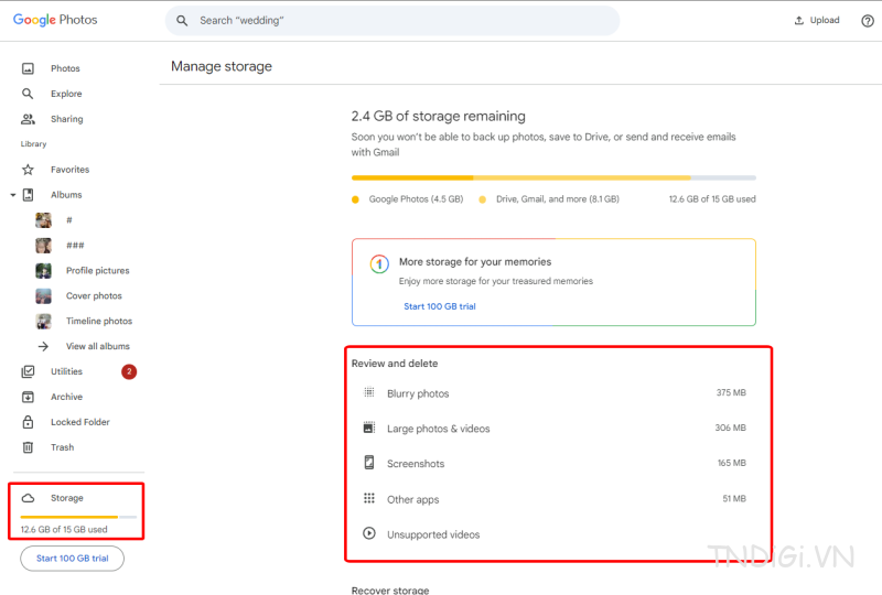 Giải phóng dung lượng trong Google photo