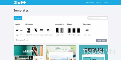 Jimdo cung cấp hai trình tạo website riêng biệt cho người dùng là Dolphin và Creator