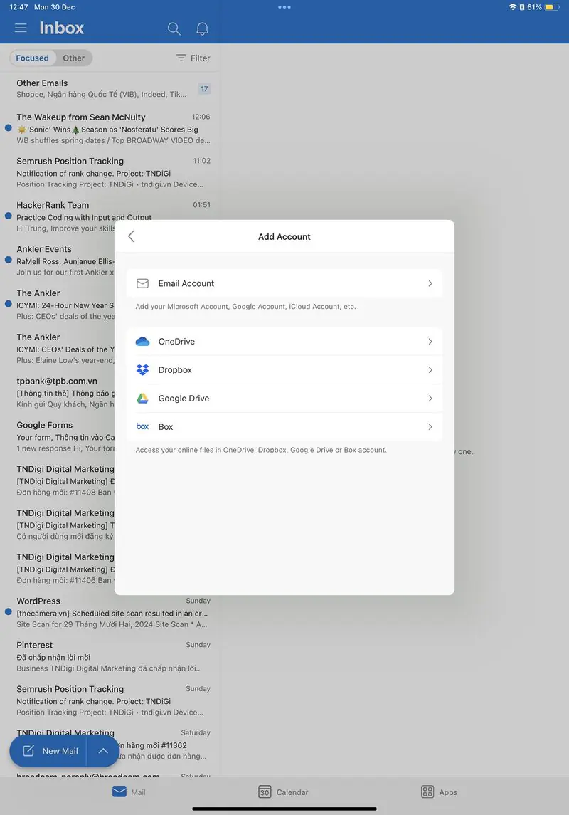 Khi đó bạn điền thông tin vào (Username) và nhấn Add Account, nó sẽ tự detect những thông tin còn lại