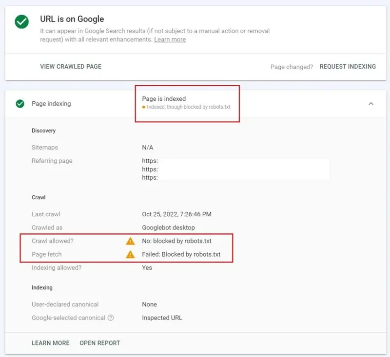 Cách sửa lỗi Blocked by robots txt trong Google Search Console 19 Kiểm tra tình trạng “Indexed, though blocked by robots.txt”