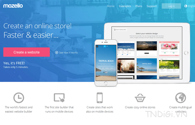 Mozello có thể tạo một website đa ngôn ngữ