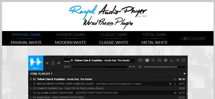 Royal Audio Player là một Plugin Audio Player WordPress mạnh mẽ, có khả năng tùy chỉnh đáng kể.