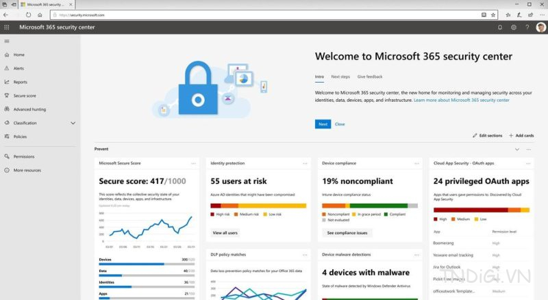 Tính năng bảo mật toàn diện tích hợp trong Microsoft 365