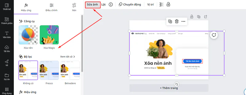Sử dụng Canva Xóa Magic
