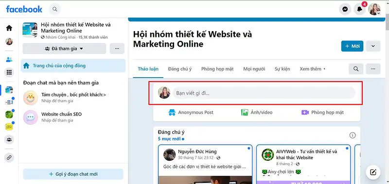 Sử dụng bài đăng trong nhóm Facebook
