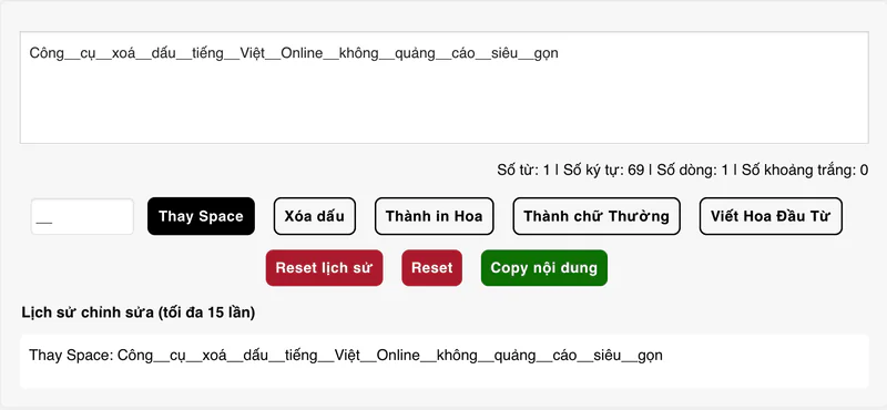 Thay space bằng ký tự bất kì