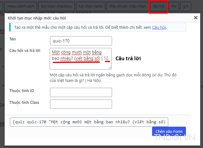 Thêm câu hỏi bảo mật trong contact form 7