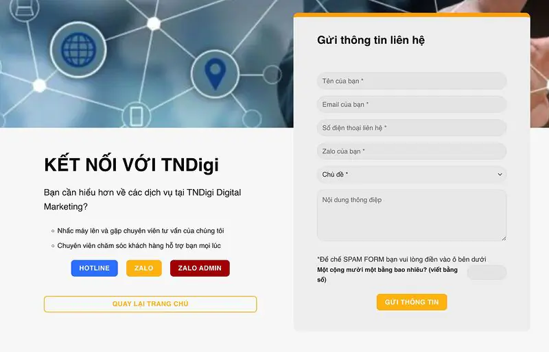 Thêm phần hiển thị các thông tin liên hệ