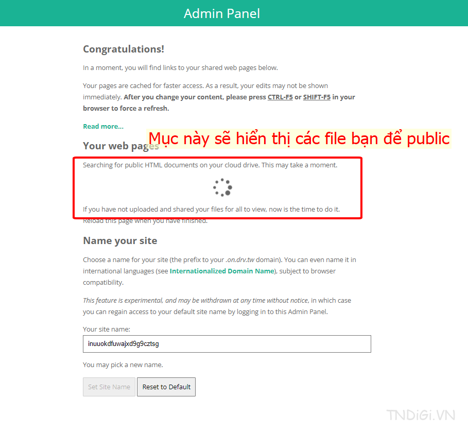 Tiến hành chia sẻ quyền try cập vào file cần tạo hosting
