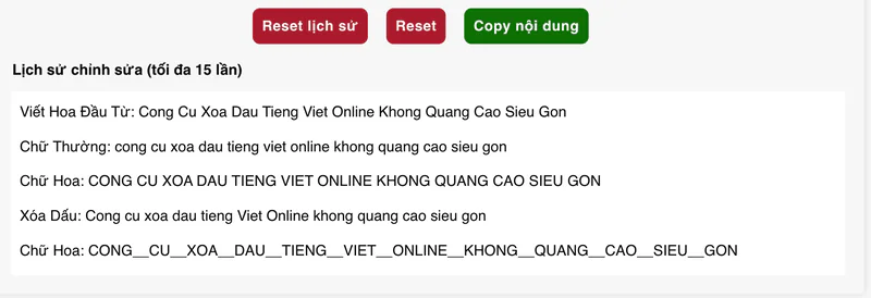 Tính năng hiển thị lịch sử chỉnh sửa, xoá và copy nội dung