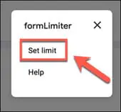 Trong menu “FormLimiter”, hãy chọn tùy chọn “Set Limit”