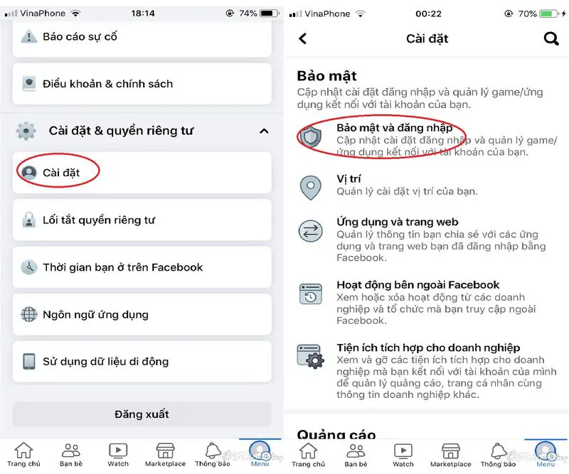 Xác minh tài khoản Facebook bằng điện thoại Bước 1 + 2