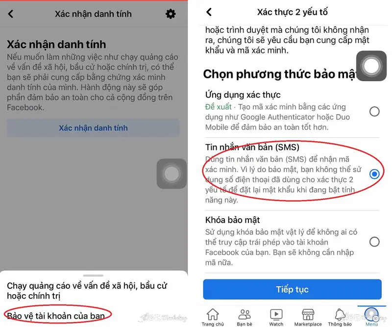 Xác minh tài khoản Facebook bằng số điện thoại bước 3 + 4