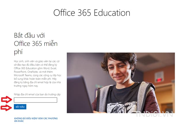 Nhập địa chỉ Email mà trường cấp cho bạn