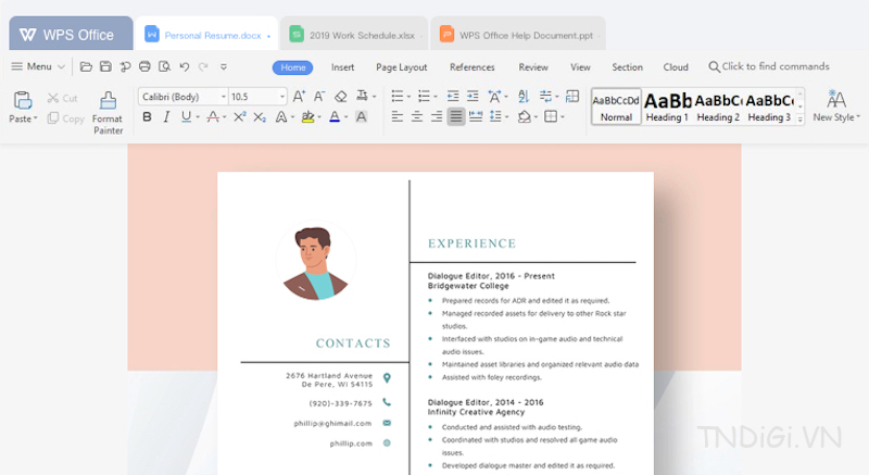 WPS Office có thể Mở đồng thời được nhiều tab cùng một lúc